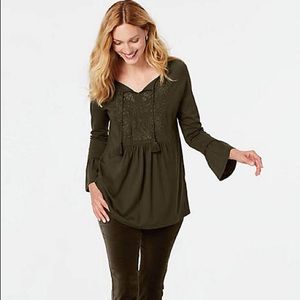 J Jill Embroidered Peasant Blouse